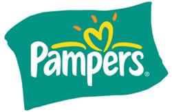 Logo, company name, with Pampers and Diaper