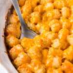 A plate of food, with Tater tot casserole