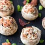 A close up of food, with Bacon and Mushroom