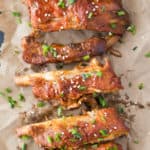 A close up of food, with Ribs and Slow Cooker