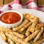 Baked Zucchini Fries recipe - a side, or a replica of a fancy appetizer you'd get at a restaurant, pair with marinara sauce for dip