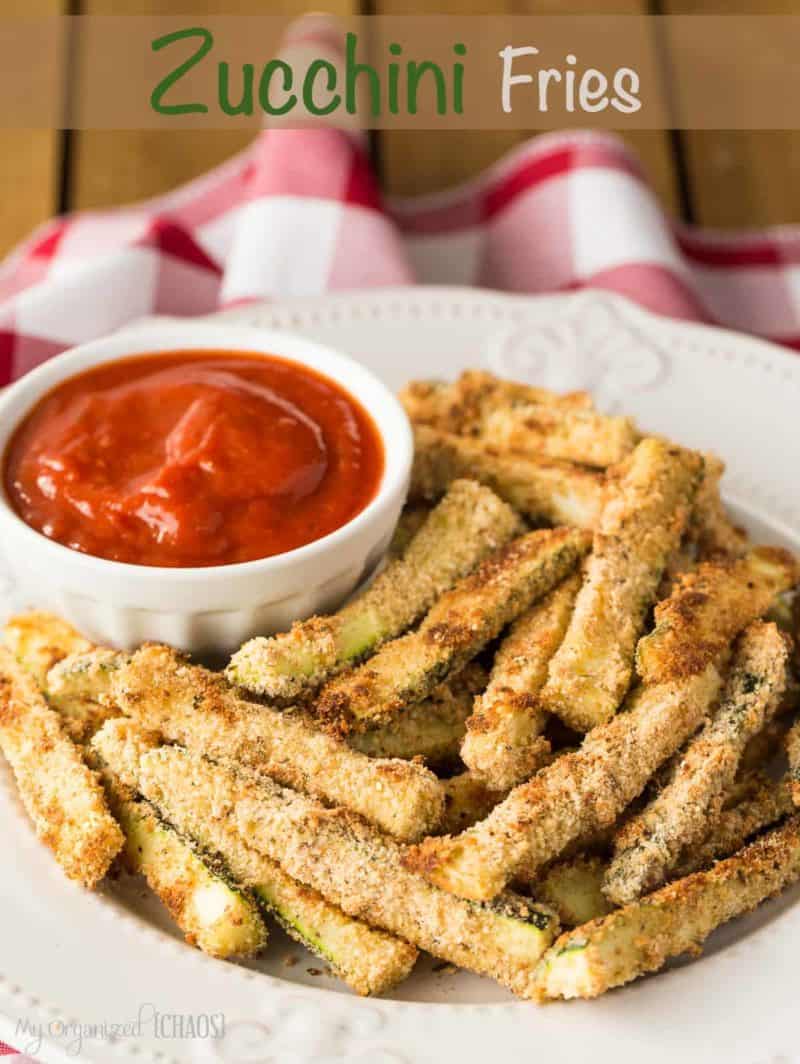 Baked Zucchini Fries recipe - a side, or a replica of a fancy appetizer you'd get at a restaurant, pair with marinara sauce for dip