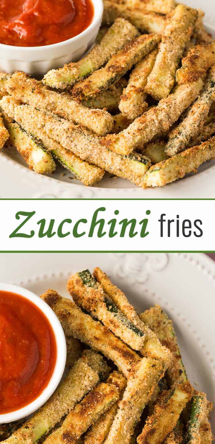 Easy and Delicious Baked Zucchini Fries recipe - a side, or a replica of a fancy appetizer you'd get at a restaurant, pair with marinara sauce for dip