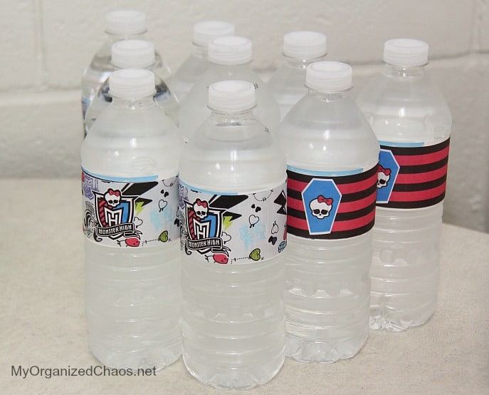 monster high water bottle labels