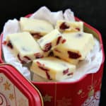 A tray of fudge, with Fudge and Chocolate