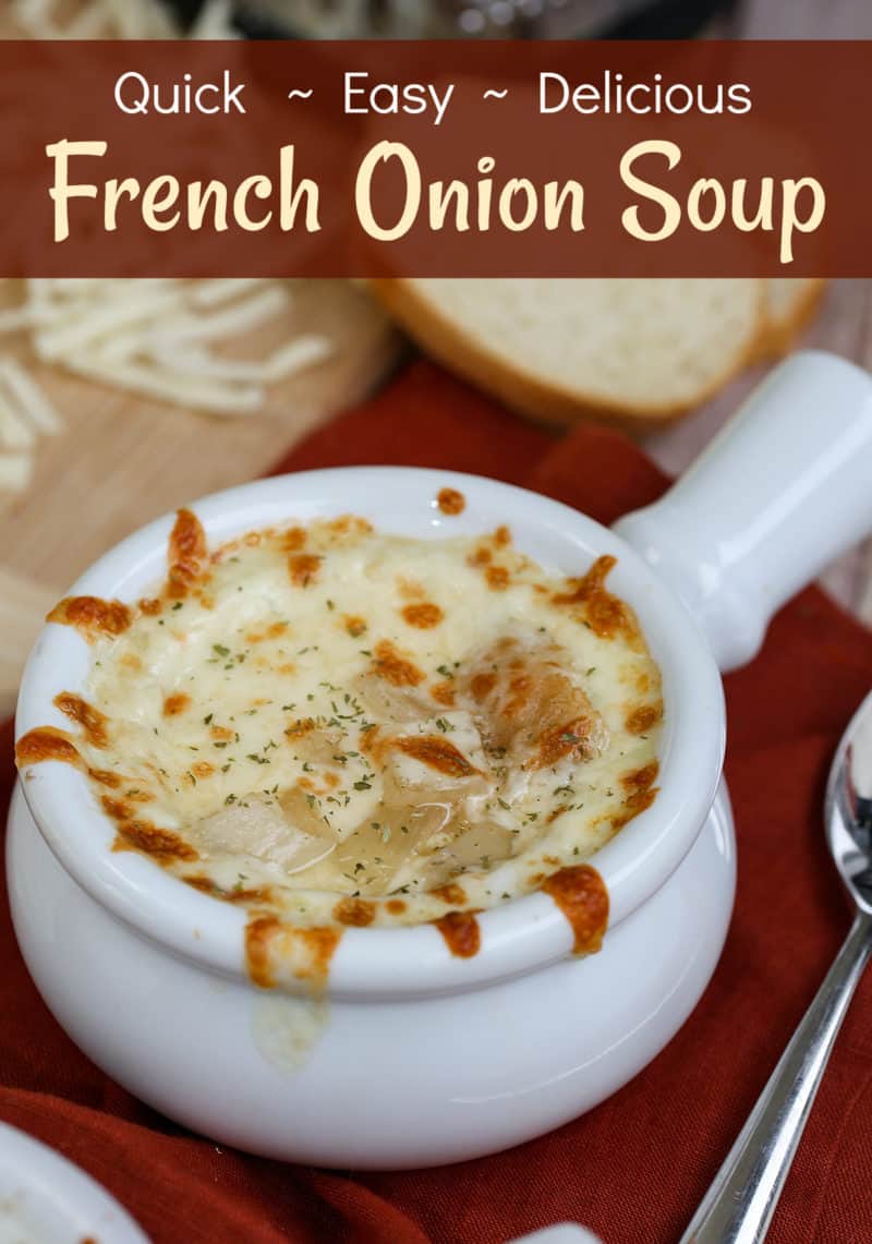 A bowl of food, with french onion