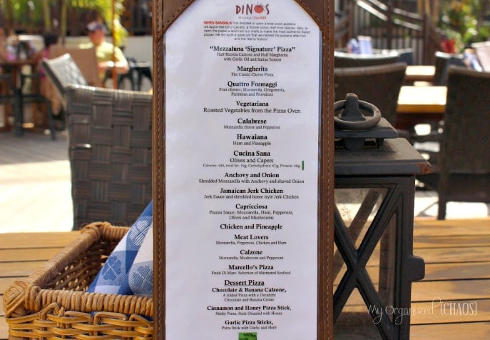 A menu, at Beaches Negril