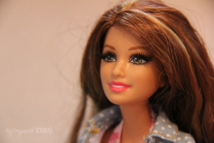 A close up of Barbie