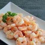 A plate of food, with Shrimp and Garlic