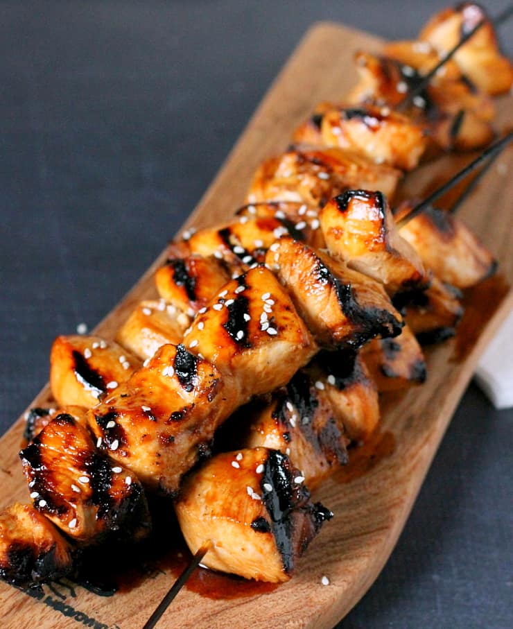 This Honey Sriracha Grilled Chicken Skewers recipe is 'sweet, mildly sour with a bit of a kick'! 