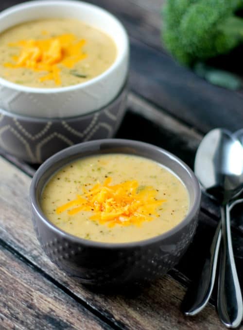 Slow Cooker Three Cheese Broccoli Soup