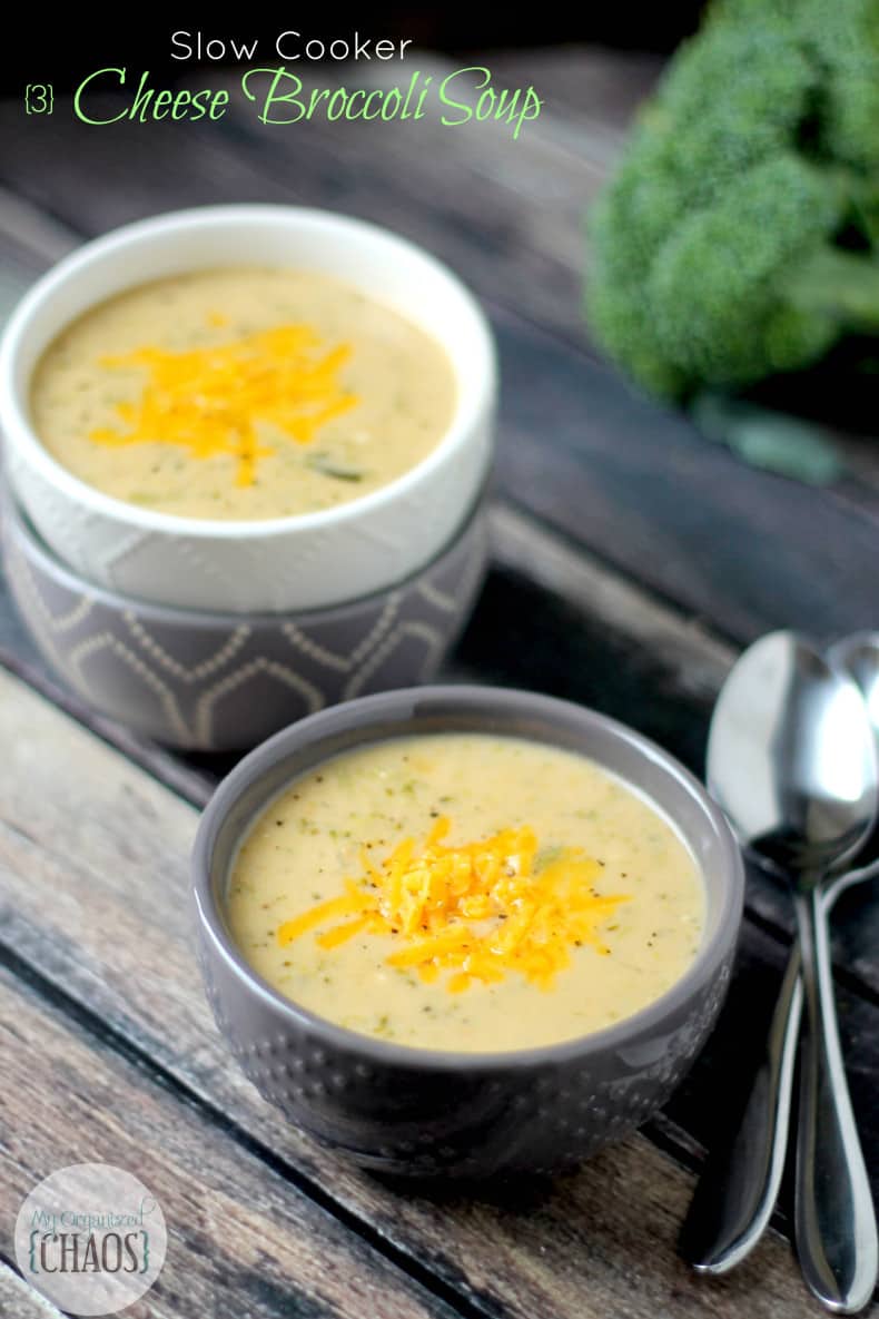 Slow Cooker Three Cheese Broccoli Soup