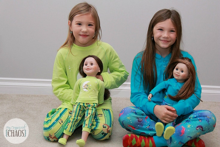 Maplelea doll and girl matching pajamas