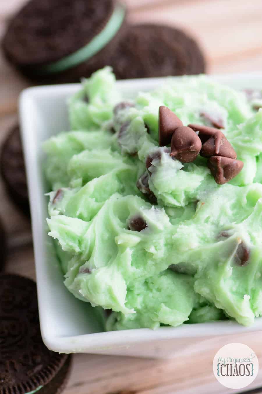 Mint Chocolate Chip Cheesecake Cookie Dip st Patricks day
