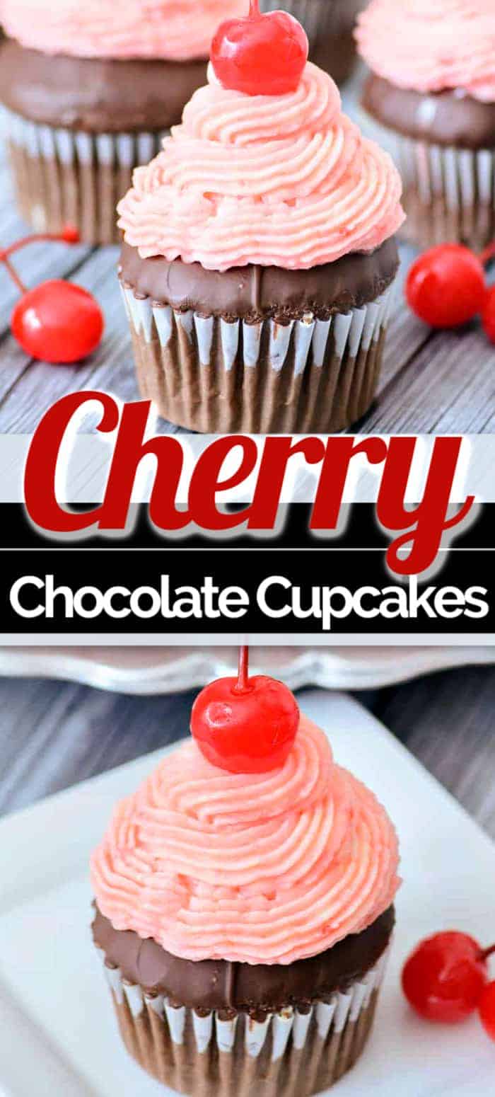 chocolate cupcakes with a cherry on top on a white plate
