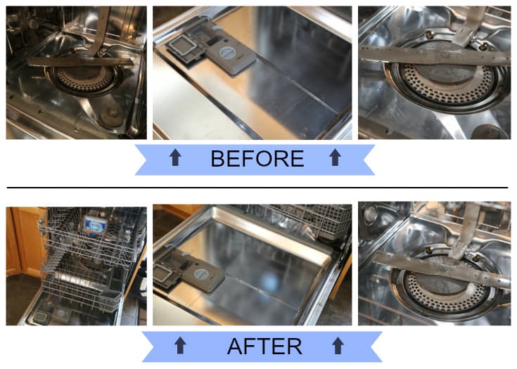 finish dishwasher cleaner before and after