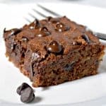 A piece of chocolate cake on a plate
