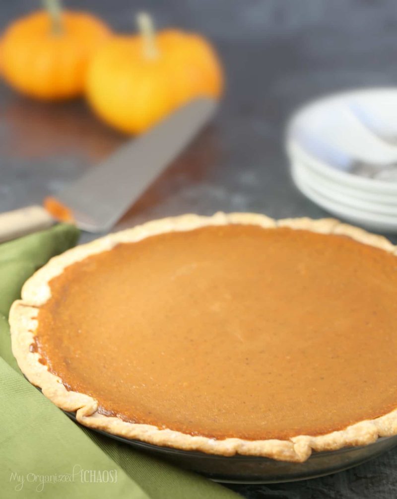 pie in a plate, with Pumpkin and Pie