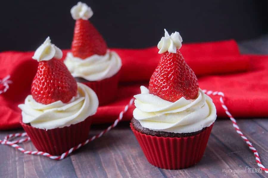 Easy Santa Hat Cupcakes Recipe Using Strawberries