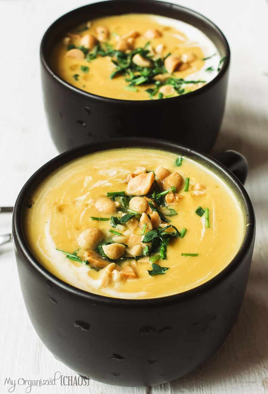 A bowl of soup, with Pumpkin soup