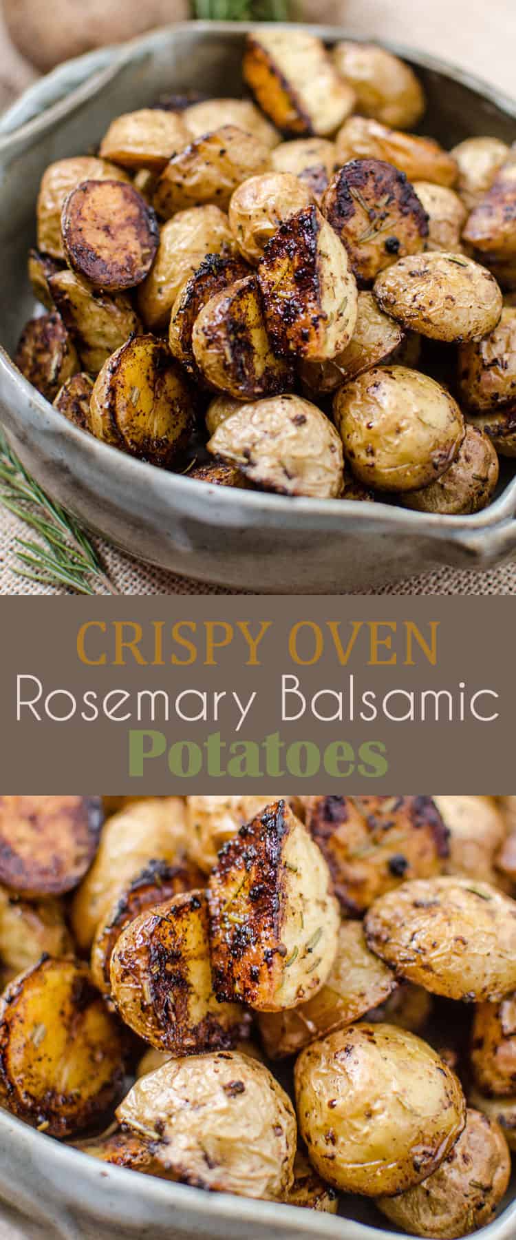 Crispy Oven Rosemary Balsamic Potatoes - slightly sweet from the caramelization on the bottoms with a savoury taste from the spices 