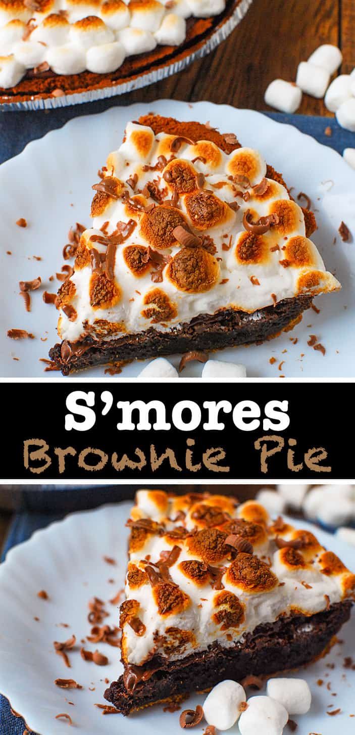 A piece of cake on a plate, with S\'mores pie