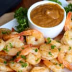 A plate of shrimp, with Dipping sauce