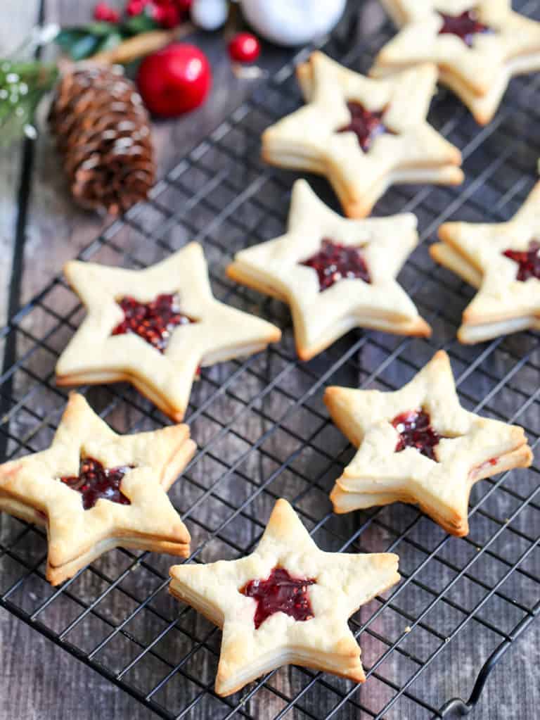 Food on the cutting board, with Cookies and Jam