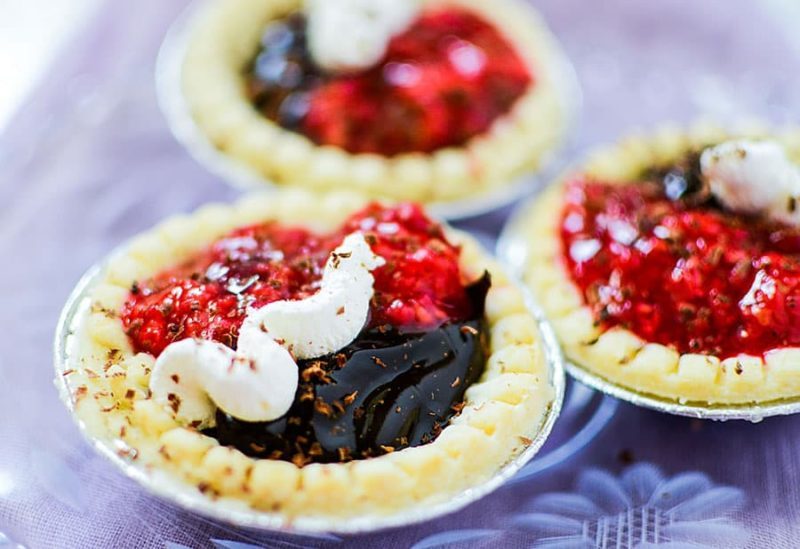 food on a plate, with Tart and Raspberry