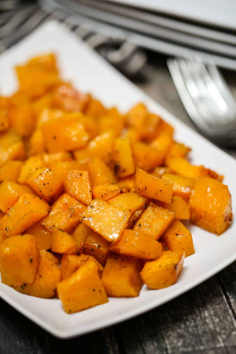 A close up of a plate of food, with Cinnamon and Squash