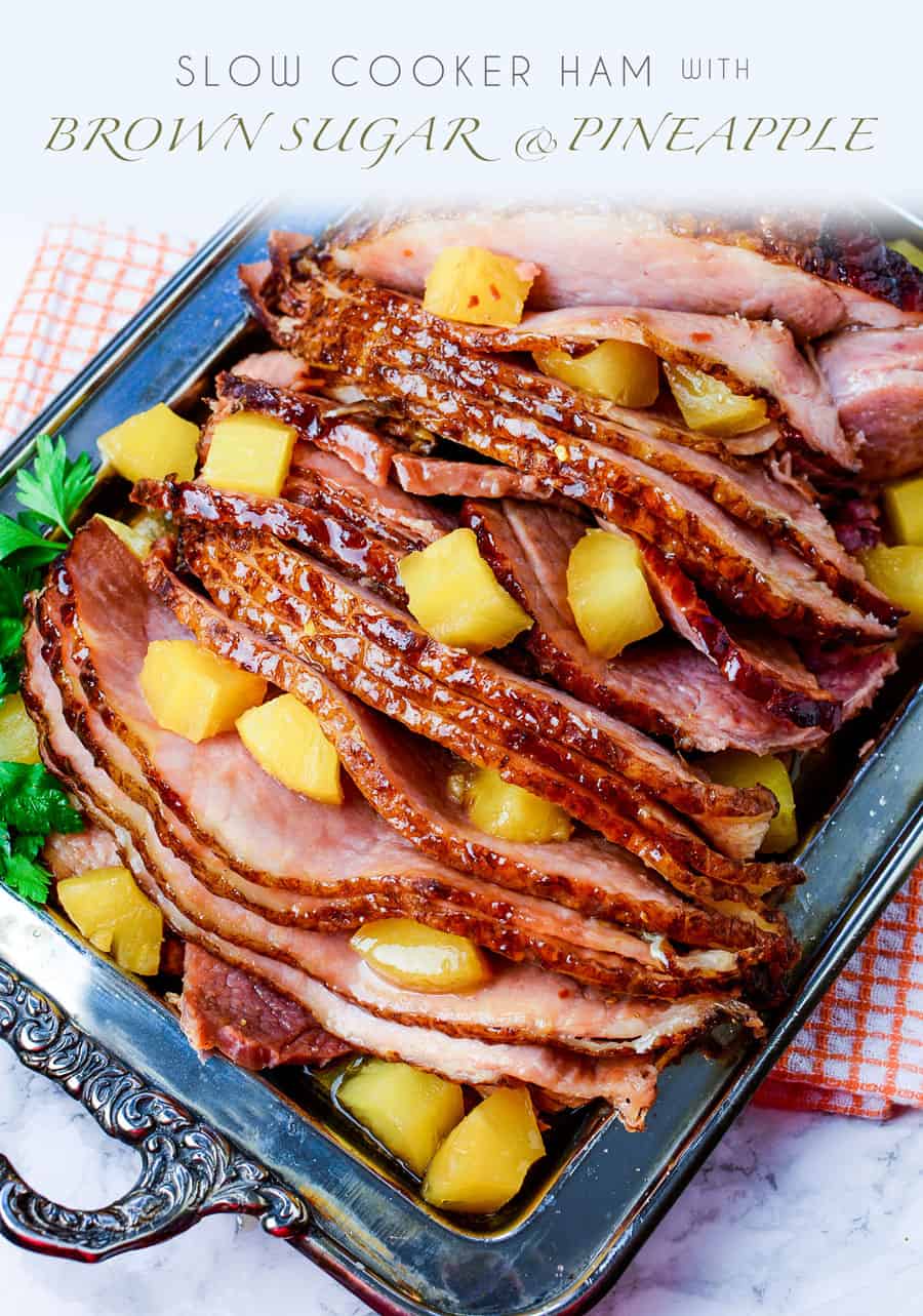 A tray of ham and pineapple