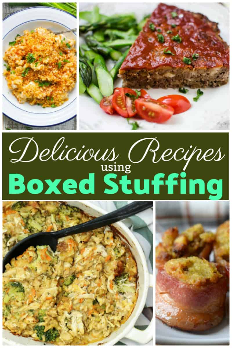 A bunch of different types of food, with Stuffing