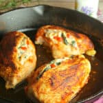 A pan filled with food, with Tuscan Chicken
