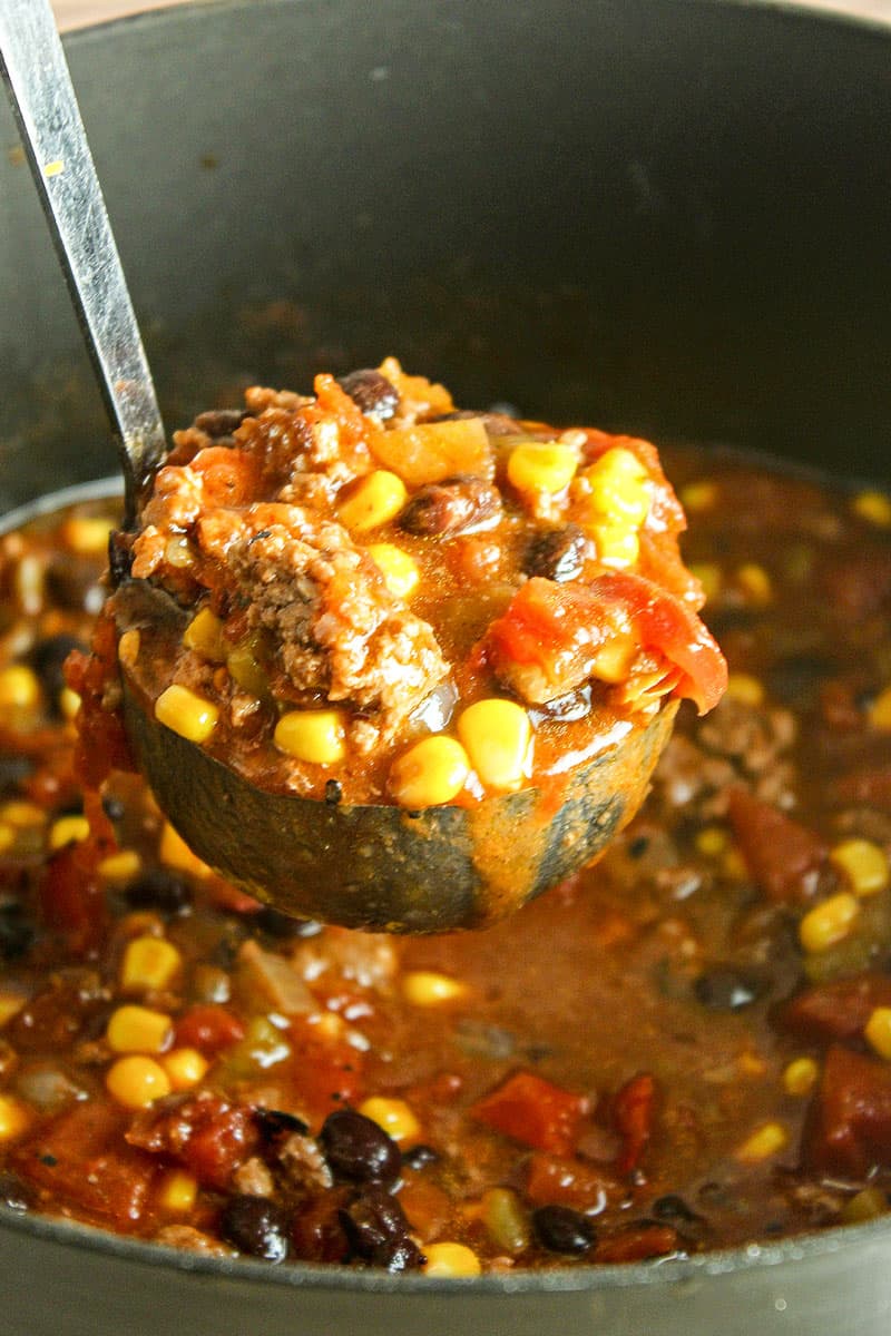 A bowl of food with taco chili stew