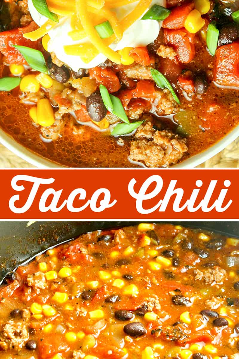A plate of food, with Taco and chili