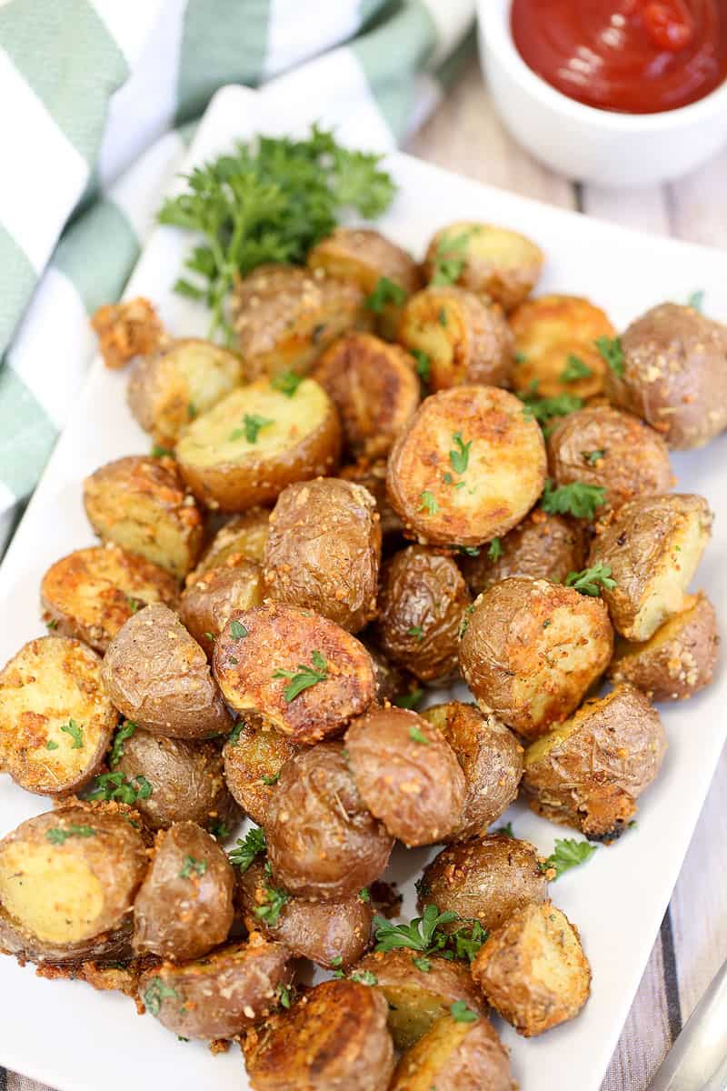 A plate of food, with Potato and Garlic