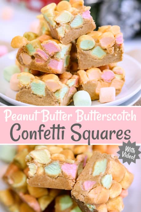 A bunch of different types of food, with Peanut Butter and Confetti Squares