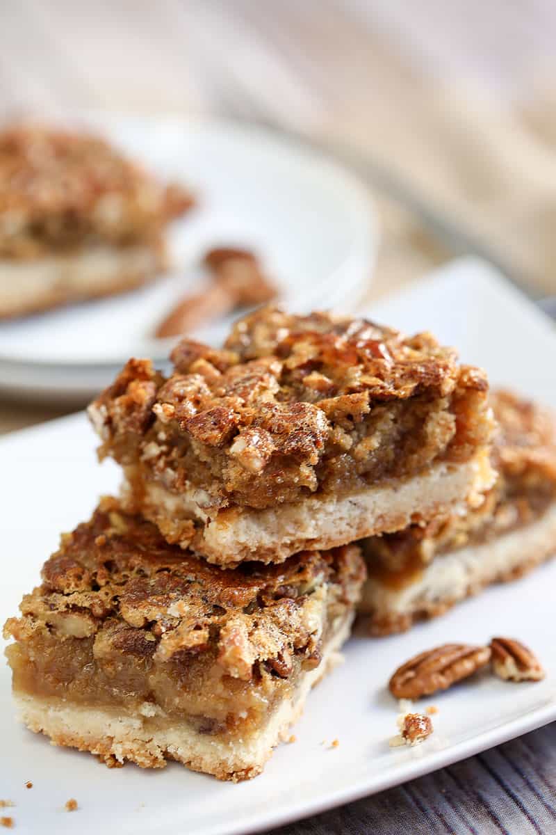 bars on a plate, with Pecan pie