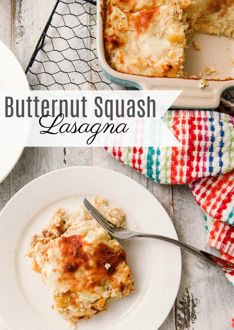 on a plate, with Butternut squash lasagna