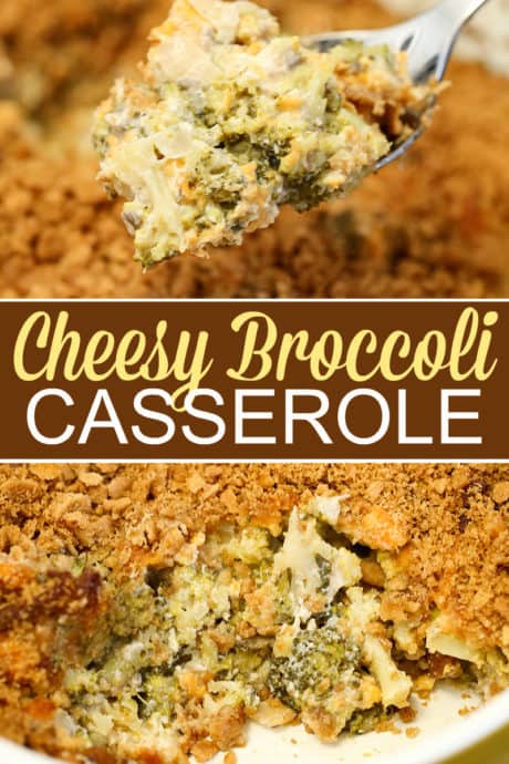A plate of food with broccoli, with Casserole and Cheese