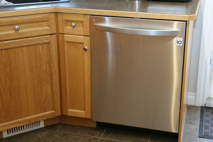 A kitchen with a dishwasher