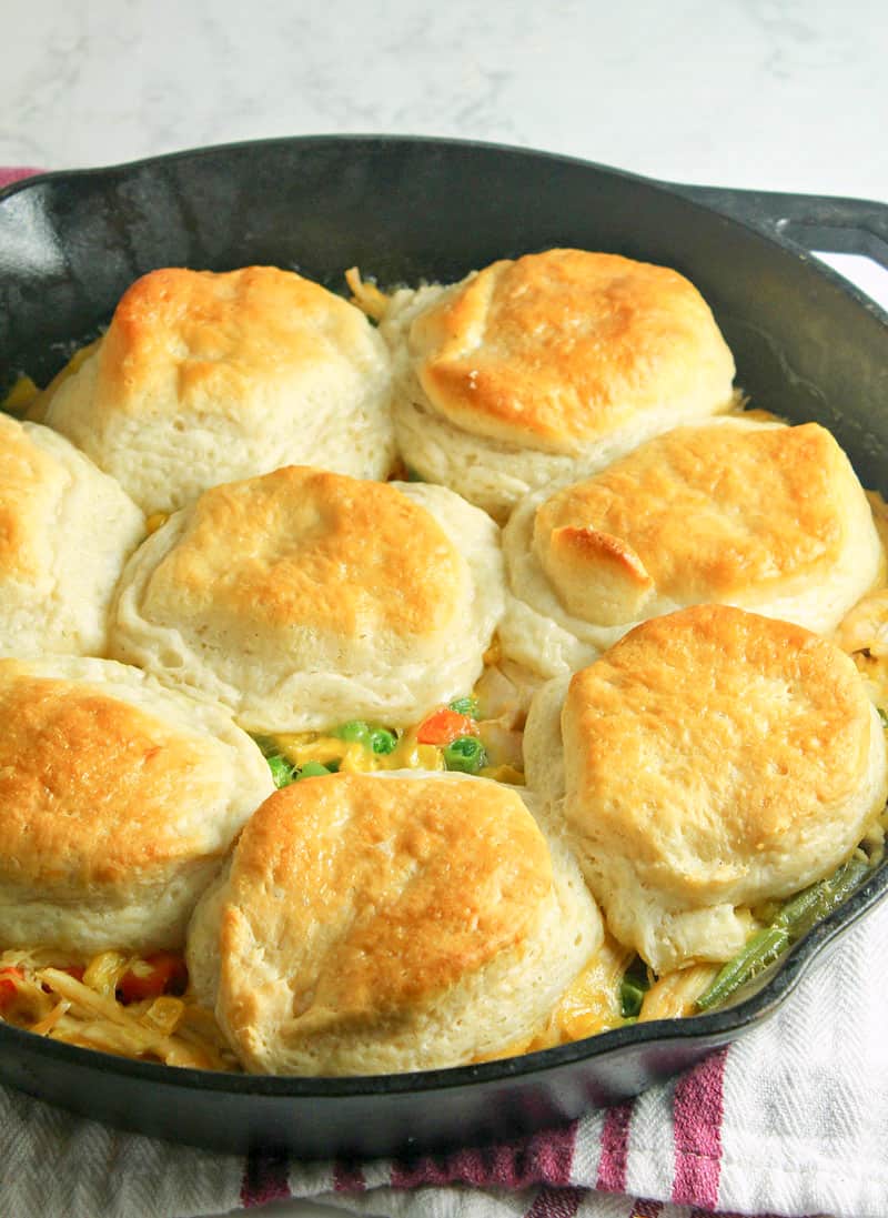 A pan filled with food, with Chicken and Pie