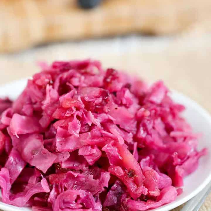 A close up of braised cabbage