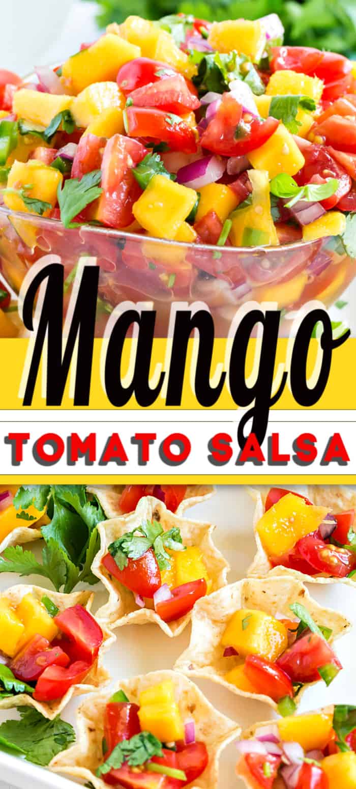 A box filled with different types of food, with Salsa and Mango