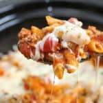 ziti on a serving spoon