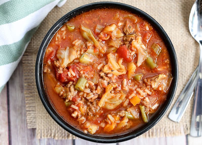 cabbage roll soup closeup