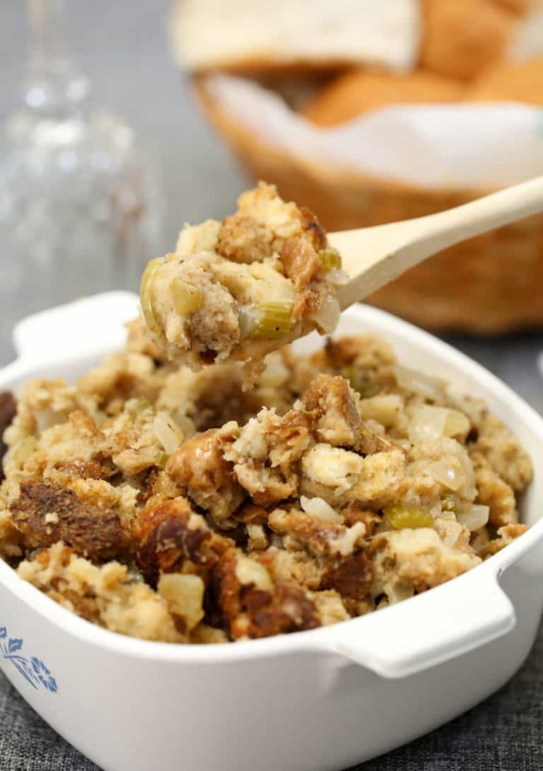 tueky dressing in a dish and on a spoon