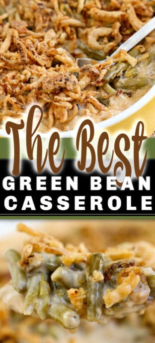 A close up of food, with Casserole and Green bean