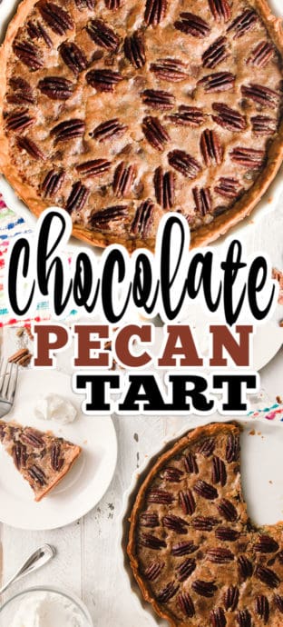 pecan tart pie with text