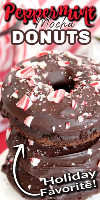 peppermint mocha donuts with text